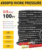 50FT Pressure Washer Hose 3/8'' ID with Swivel Quick Connect, 4500 PSI - Image 2
