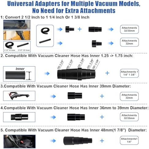 GIB 15Pcs Universal Vacuum Attachments for Shop Vac Accessories w/Adapters - Image 3