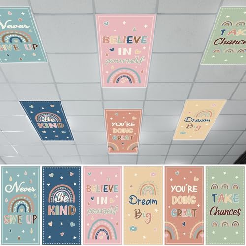 6pcs Classroom Inspirational Fluorescent Magnetic Light Covers,2x4 FT Boho by Hallswl