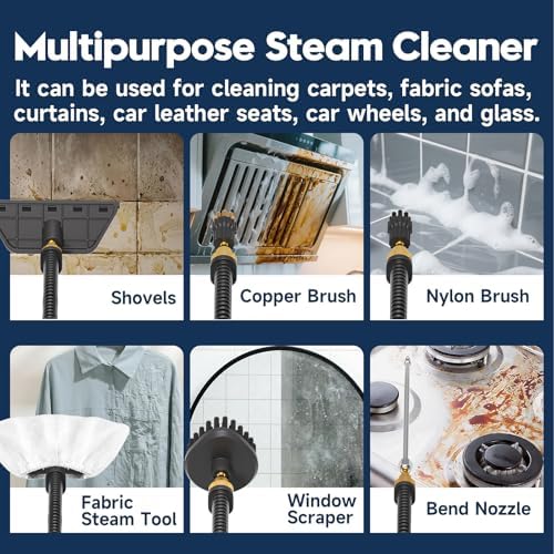 KEROMEE Steam Cleaner, 1500W High Pressure Steamer with 1.27Qt Tank, 15s Fast Heat, 6-Level Adjustable Steam, Portable Machine with 15pcs Kit for Dirt, Grease, Grout, Tile, Floor, Car Detailing - Image 7