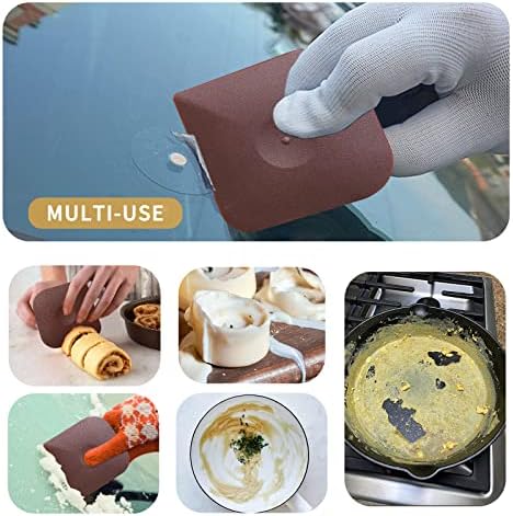 Herda Plastic Pan Pot Dish Food Scraper Tool Set, Nylon Scraper Tool Kitchen, Cast Iron Skillet Cleaner Pan Pot Scrubber, Kitchen Plastic Scrapper Pizza Stone Cleaner Non-Scratch (Brown) - Image 6