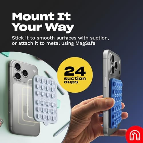 OCTOBUDDY Magnet - Dual Magnetic & Suction Phone Mount - Transparent - Image 3
