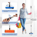 Grout Cleaner Brush with Long Handle, V-Shaped Floor Scrub Brush Swivel Grout Brush Stiff Bristle Floor Grout Scrubber for Bathroom, Tile Line, Crevice, Kitchen, Wall, Deck, Garage (Blue) - Image 4
