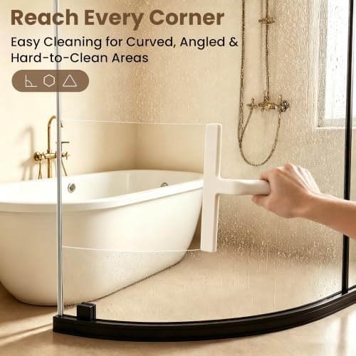 10 Inch Silicone Shower Squeegee for Glass Doors, Streak-Free, White - Image 6