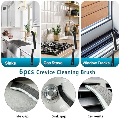 Crevice Cleaning Brush - Grout Scrub Brush, House Cleaning Supplies, Gap Cleaning Tools, Home Essentials, Gifts for Women Men, Hard Bristle Crevice Cleaner Brush for Household Use, Bathroom(11Pcs) - Image 4