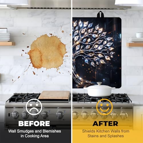 NYZE Stove Top Cover for Electric Stove 28.5x20.5 Inch Silicone Stove Topper & Protector, Decorative Kitchen Mat for Electric/Glass Stove Top (Crystal Tree of Life, 28.5"Lx20.5"W) - Image 5