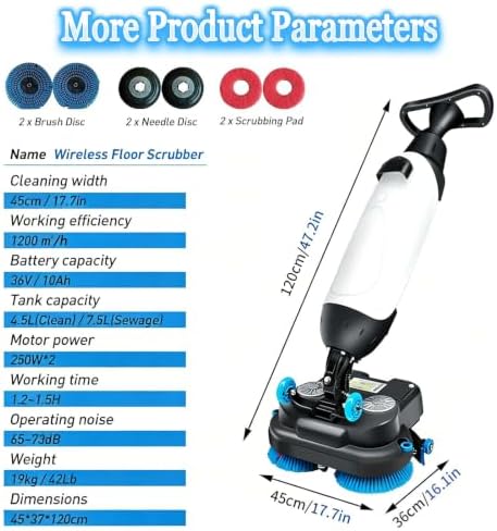 Commercial Floor Scrubber Machine, 17in Electric Buffer Polisher, - Image 7