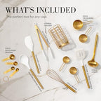 Styled Settings White and Gold Kitchen Utensils Set with Holder, 15-Piece - Image 2