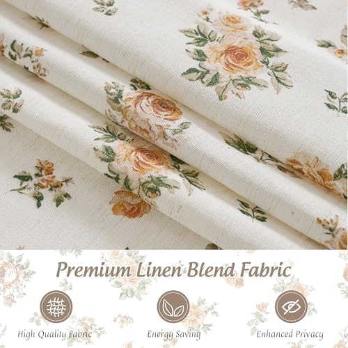 StangH Cordless Oak Yellow Linen Floral Roman Shades, W30 x L64, 1 Panel - Image 2