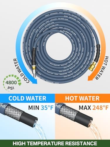 3/8" 4800PSI Pressure Washer Hose 75FT Swivel Quick Connect - Image 3