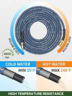 3/8" 4800PSI Pressure Washer Hose 200FT Swivel Quick Connect - Image 3
