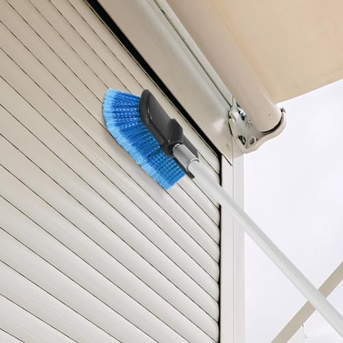 20 FT Exterior House Cleaning Brush Set with 5-12 Foot Telescoping Extension Pole, Soft Scrub Car Wash Brush, Medium Bristle Cleaning Brush and Window Squeegee & Washer - Image 5