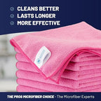 MW PRO Microfiber Cleaning Cloths Pink (12 Pack, 12x12) - Commercial Janitorial Towels & Lint Free Rags - Heavy Duty for Auto Detailing, Glass Windows, Housekeeping & Screens - Washable 300+ Times - Image 2