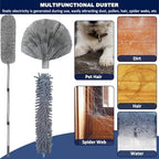 20+ Feet High Reach Duster Kit with 3-14 ft Extension Pole for Cleaning Fan, Spider Web, High Ceiling, Blinds, Furniture, Cars - Cobweb Microfiber Duster // Outdoor & Indoor Extendable Duster - Image 3