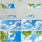 Wiooffen 4 Pcs Fluorescent Light Covers for Classroom Ceiling Lights 4 x 2 Feet Magnetic Light Covers Filter Easy Install for Office Hospitals Home Supplies (Trees Blue Sky Clouds) by Wiooffen