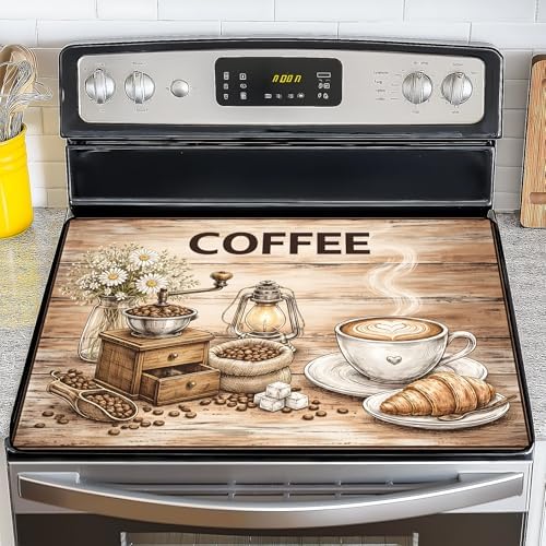 NYZE Stove Top Covers for Electric Stove for Kitchen (Retro Wood Coffee) by GIVEYOUTHEBEST