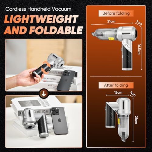 Saker Handheld Car Vacuum Cordless Portable 17000PA Foldable HL133 Black - Image 3