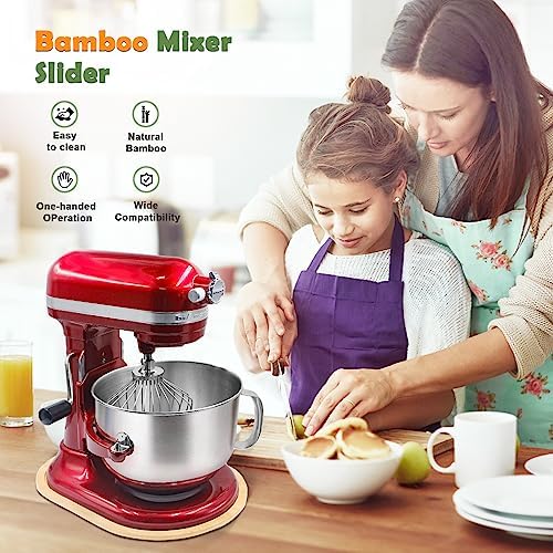 Bamboo Mixer Slider Compatible with Kitchen aid Bowl Lift 5-8 Qt Stand Mixer - Kitchen Countertop Storage Mover Sliding Caddy for Kitchen Aid 5-8 Qt Mixer - Image 5