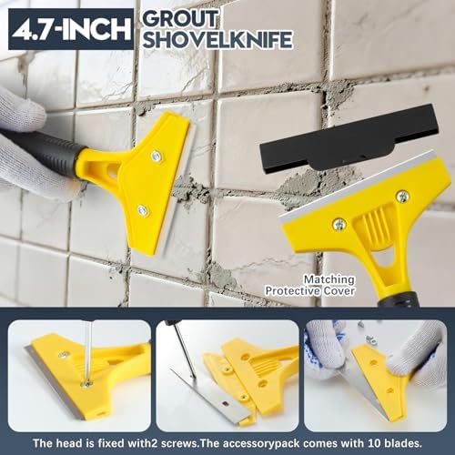 33 Pack Grout Removal Tool Kit, Tile & Caulk Remover Tools with Grout Saws, Scrapers & Blades - Ideal for Floor Tile Grout Cleaning, Bath & Shower - Image 5