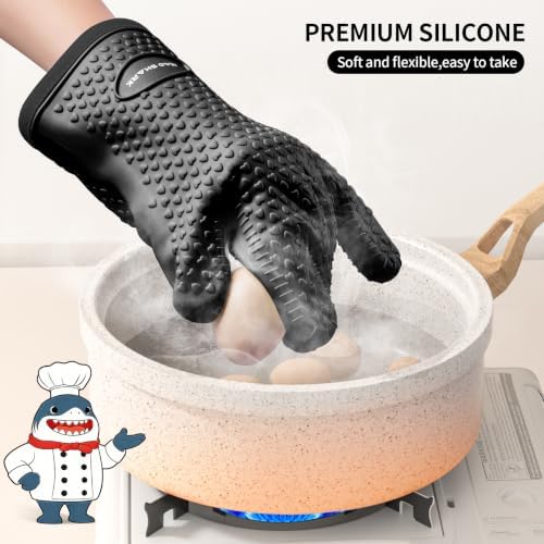 MAD SHARK Silicone Oven Mitts with Fingers Heat Resistant 450°F in Kitchen - Image 3