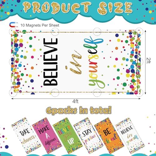 6pcs Classroom Fluorescent Magnetic Light Covers,2x4 FT Colorful Confetti - Image 2