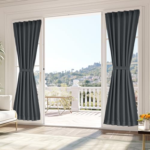 Vatge Grey Curtains for Door Windows - Rod Pocket Side Window Curtains for Front Door, 1 Panel, W25 x L80, Grey by Vatge