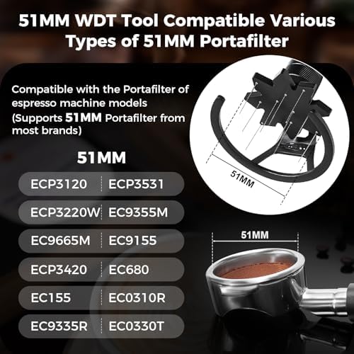 IKAPE 51MM WDT Tool, Espresso Stirrer Distribution Tool, Adjustable Needle Height, Coffee Stirrer with Dosing Funnel & Stand - Image 2
