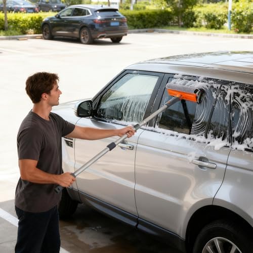 Eazer 46'' Professional Window Cleaner Tool, 2-in-1 Rotatable Squeegee for Window Cleaning Kit, Window Washing Equipment Kit with Threaded Extension Pole(20''-46'') for Shower/Windshield. - Image 6