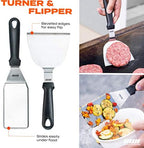 Flat Top Griddle Accessories Set for Blackstone and Camp Chef Griddle - 14 Pieces Set with Griddle Cleaning Kit & Carry Bag! Metal Spatula, Griddle Scraper, Egg Rings for Teppanyaki & Gas Grill - Image 4