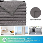 HOMEXCEL Grey Microfiber Cleaning Cloth, 24 Pack Cleaning Towels for Kitchen, Lint Free, Scratch-Free, Highly Absorbent, and Reusable Cleaning Rags for House, Window and Glass, Cars, 11.5 X11.5 inch - Image 2
