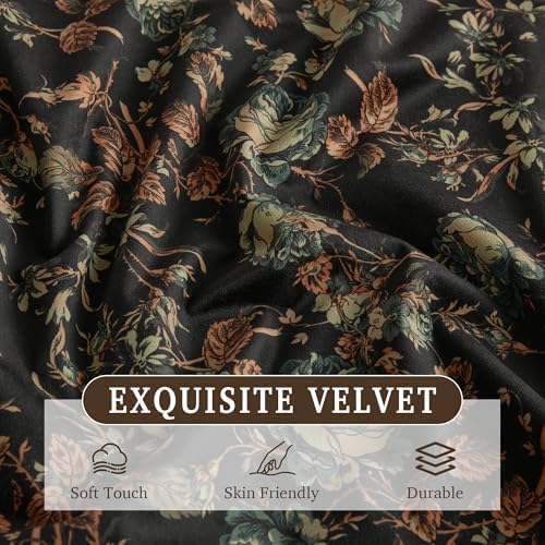 StangH Retro Black Floral 100% Blackout Curtains 96 Inches 2 Panels - Image 3