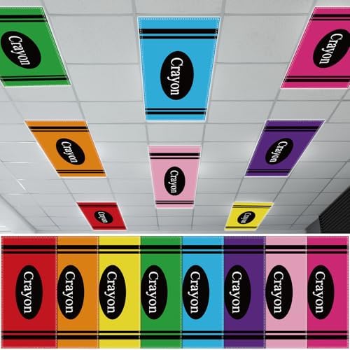 8Pcs Classroom Fluorescent Magnetic Light Covers,2x4 FT Colorful Crayon by Hallswl