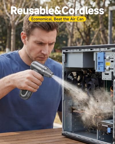 Compressed Air Duster, 170,000 RPM Electric Air Duster with Brushless Motor, 4-Speed Cordless Rechargeable Air Blower for Keyboard, PC, Car - Electronics, Canned Air Alternative - Image 4