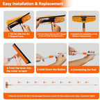 Window Cleaning Tools Window Squeegee: 2 in 1 Double-Sided Professional Cleaner Window Washing Kit with Extension Pole 20+ Ft Duster for High Ceilings Microfiber Scrubber for Indoor Outdoor High Glass - Image 4