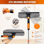 20 ft+ Reach Squeegee Window Cleaner Duster 2 in 1 Rotatable Window Cleaning Tool Kit with 3-14 ft Extension Pole, Window Washing Equipment for Indoor Outdoor Window Car Glass - 3 Pads - Image 3