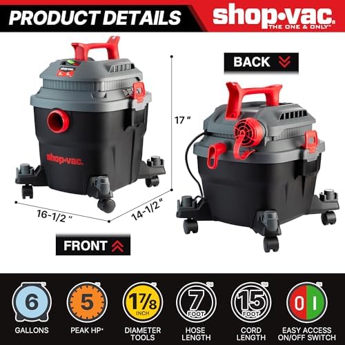 Shop-Vac 5430097 6 Gallon 5 Peak HP Wet/Dry Vacuum with Blower Function - Image 2