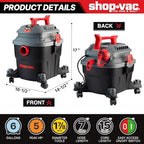 Shop-Vac 5430097 6 Gallon 5 Peak HP Wet/Dry Vacuum with Blower Function - Image 2