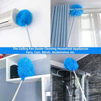 Ceiling Fan Duster Retractable Ceiling Cleaner Reusable Microfiber Ceiling Fan Blade Cleaner Duster with Extension Pole 13 to 50 inch for Furniture Bookshelves Wall Door Blue - Image 4