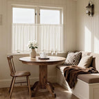 Beige Semi Sheer Linen Kitchen Curtains 45 Inch Length 2 Panels - Image 2