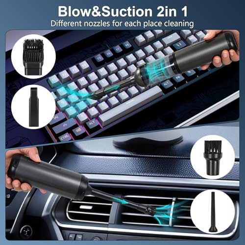 Car Vacuum Portable Cordless, 17000Pa 2 in 1 Vacuum Cleaner&Air Duster, 100W Brushless Motor Handheld Vacuum Cordless with 6000mAh Battery, Multi-Nozzles for Car, Home, Office, Pet - Image 2