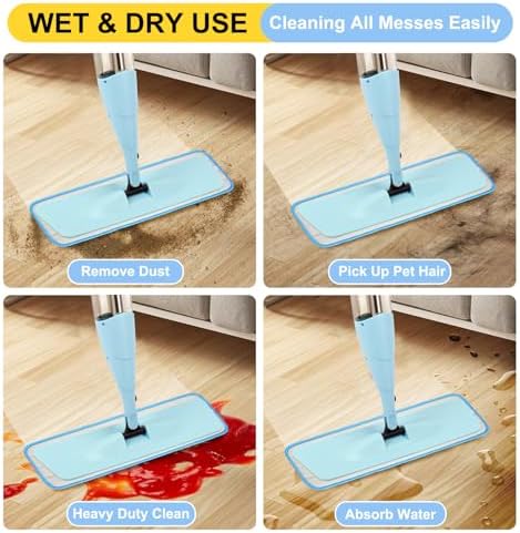 16.5 inch Reusable Mop Pads Microfiber Spray Mop Replacement Heads for Wet/Dry Mops Compatible with Bona Floor Care System (5 Pack) - Image 6