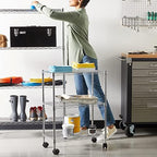 Amazon Basics 3-Shelf Heavy Duty Adjustable Wire Shelving Storage Rack on 2" PP Plastic Wheel Casters, Steel Utility Shelving Unit for Garage and Laundry Room, 23.2" x 13.4" x 32.75", Chrome - Image 2