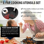 E-far Kitchen Utensils Set, 14-Piece Black Silicone Cooking Utensils Set - Image 4