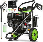 Professional 4200PSI 4GPM 212CC Gas Exterior Cleaner, 7.0HP Commercial Gas Washing Machine with 1L Foam Bottle 8" Wheels 5 Nozzles 25FT Hose for Home Car Driveway Yard (EPA/CARB/ETL Compliant), Black by IvyBess