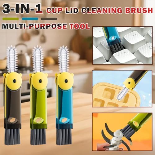 3 in 1 Cup Lid Cleaning Brush, Multifunctional Crevice Cleaning Brush for Water Bottle Insulated Cup Pacifier Tumbler Lid Groove Narrow Space Detail Cleaner Home Kitchen Gadgets(3 PCS) - Image 2