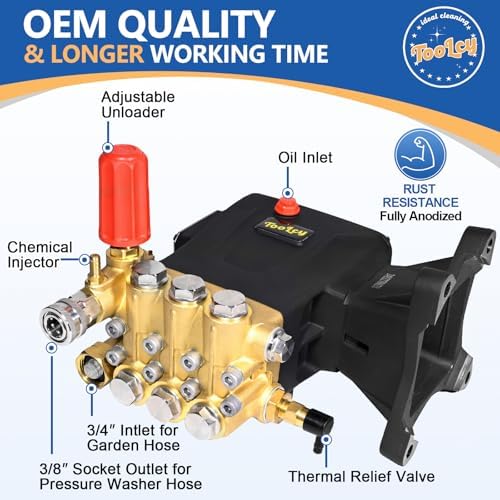 TOOLCY 1" Shaft Pressure Washer Pump 4300 PSI with Adjustment Unloader - Image 3
