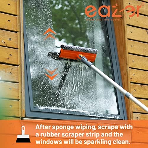 Eazer 46'' Professional Window Cleaner Tool, 2-in-1 Rotatable Squeegee for Window Cleaning Kit, Window Washing Equipment Kit with Threaded Extension Pole(20''-46'') for Shower/Windshield. - Image 5