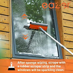 Eazer 46'' Professional Window Cleaner Tool, 2-in-1 Rotatable Squeegee for Window Cleaning Kit, Window Washing Equipment Kit with Threaded Extension Pole(20''-46'') for Shower/Windshield. - Image 5