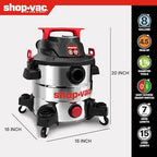 Shop-Vac 8 Gallon 4.5 Peak HP Wet/Dry Vacuum, Stainless Steel Tank, 5430114 - Image 3