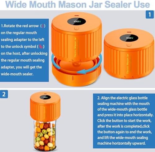 LOVE MOMENT Electric Mason Jar Vacuum Sealer Kit - Orange - Image 4